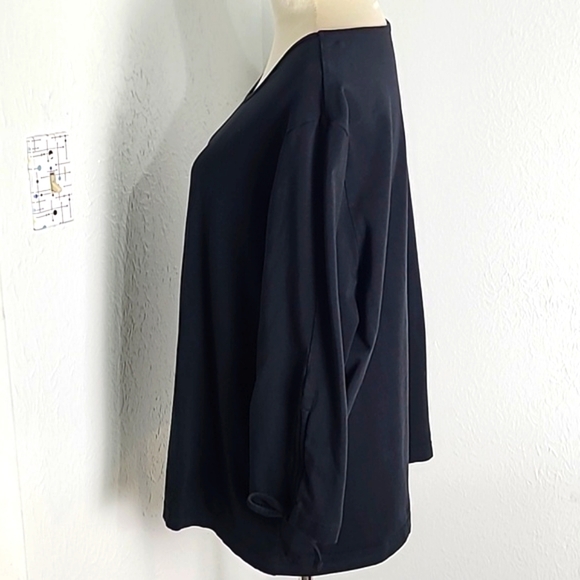 Blair Black Pullover Top with 3/4 Sleeves with Ruching & a Tie, Size 2X - Picture 4 of 8